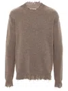 Uma Wang Brown Frayed Sweater In Brown
