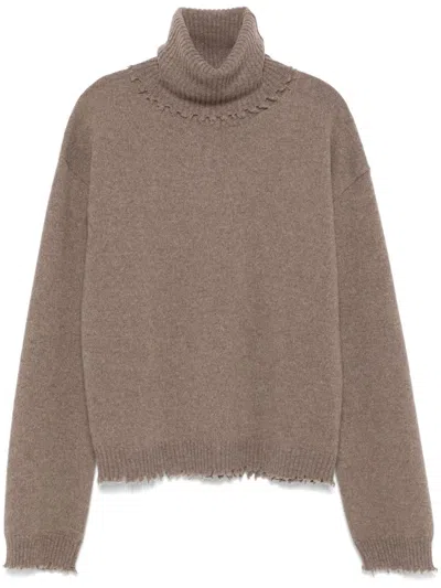 Uma Wang Distressed Sweater In Brown