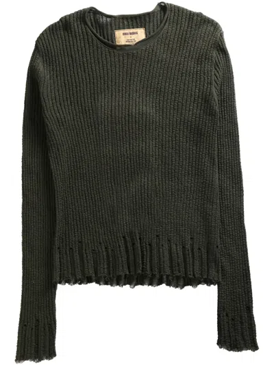 Uma Wang Distressed Sweater In Green