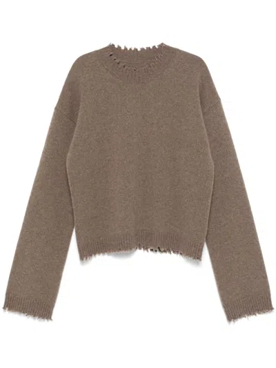 Uma Wang Distressed Sweater In Brown