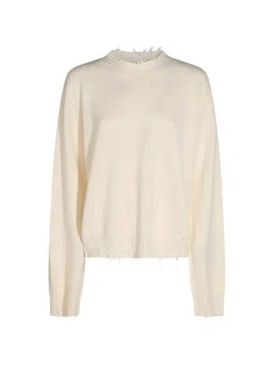 Uma Wang Distressed-effect Crew-neck Sweater In Neutral