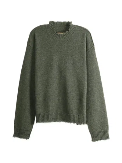 Uma Wang Distressed-effect Knitted Sweater In Green