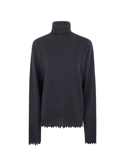 Uma Wang Distressed-effect Roll-neck Knit In Multi