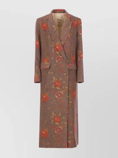 UMA WANG DOUBLE-BREASTED FLORAL PATTERN WOOL COAT