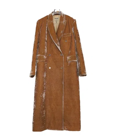 Uma Wang Doublebreasted Distressed Tailored Coat In Brown