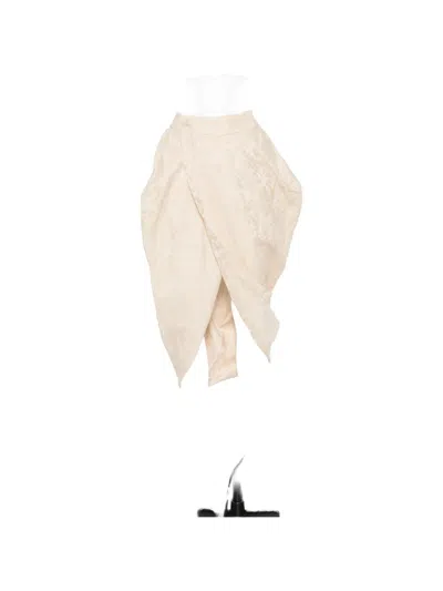 Uma Wang Dracaena Pattern Asymmetric Midi Skirt In Neutral