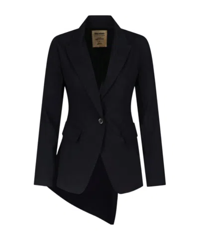 Uma Wang Draped Asymmetric Blazer In Black