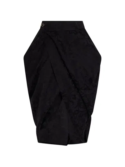 Uma Wang Draped Asymmetric Skirt In Black