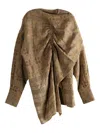 Uma Wang Draped Checked Top In Brown