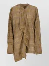 Uma Wang Draped Front Long Sleeve Wool Blend Top In Gold