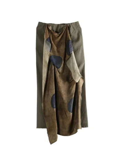 Uma Wang Elastic Waist Midi Skirt In Multi