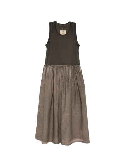 Uma Wang Draped Sleeveless Midi Dress In Brown