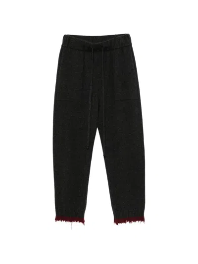 Uma Wang Drawstring Frayed-hem Tapered Trousers In Black