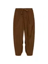 Uma Wang Crinkled Viscose Satin Drawstring Pants In Brown