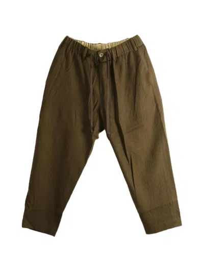 Uma Wang Drawstring-waistband Textured-finish Trousers In Green