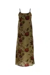 Uma Wang Floral Print Midi Dress With Spaghetti Straps In Green