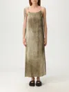 Uma Wang Green Silk Dress In Brown