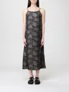 Uma Wang Long Dress Anaya Maxi Spaghetti Straps Floral In Black