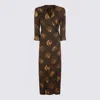Uma Wang Abstract Pattern Dress Belted Waist In Brown