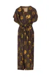 Uma Wang Oversized Midi Dress Graphic Print In Brown