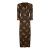 Uma Wang Abstract Pattern Dress Belted Waist In Brown
