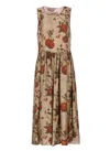 Uma Wang Printed Viscose And Cupro Ardal Midi Dress In Brown
