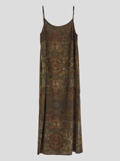 Uma Wang Vestido Midi - Naranja In Mustard/black