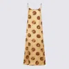 Uma Wang Anaya Brown Sleeveless Dress With Round Neck And All-over Motif In Viscose Blend Woman In Neutral