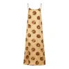 Uma Wang Anaya Brown Sleeveless Dress With Round Neck And All-over Motif In Viscose Blend Woman In Multi