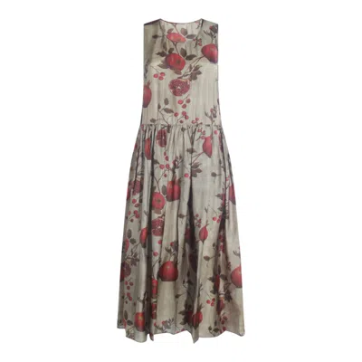 Uma Wang Red And Green Viscose Ardal Dress In Multi