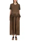 Uma Wang Dudi Ruffle-setailed Midi Dress Brown