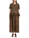 Uma Wang Dudi Ruffle-setailed Midi Dress Brown In Brown