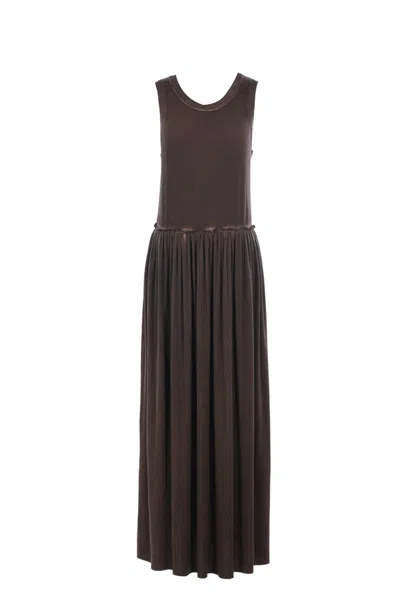 Uma Wang Sleeveless Maxi Dress In Brown