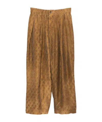 Uma Wang Elastic Waist Casual Pants In Brown