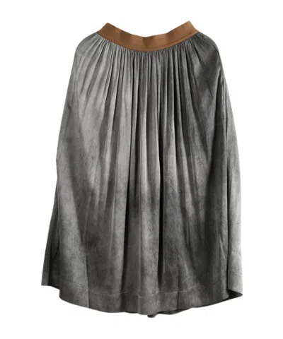 Uma Wang Elastic Waist Midi Skirt In Gray