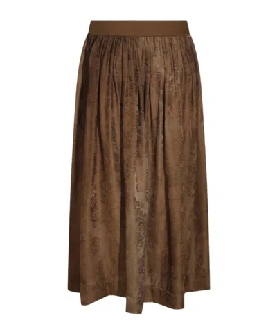 Uma Wang Elastic Waist Midi Skirt In Green