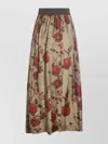 Uma Wang Elastic Waistband Floral Print Maxi Skirt In Brown