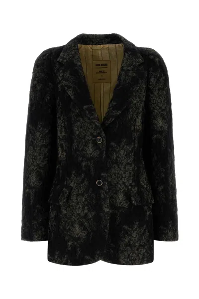 UMA WANG EMBROIDERED ANGORA BLEND KRUNO BLAZER