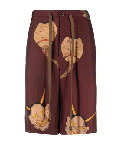 Uma Wang Faces Print Bermuda Shorts In Multicolor