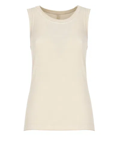 Uma Wang Fitted Beige Viscose Top With Crew Neckline In White