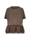 Uma Wang Round Collar And Trumpet T-shirt In Brown