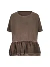 Uma Wang Round Collar And Trumpet T-shirt In Brown