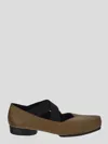 Uma Wang Square-toe Strap-detailed Ballerina Flats In Dark Olive/black