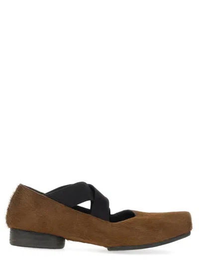 Uma Wang Square-toe Strap-detailed Ballerina Flats In Green