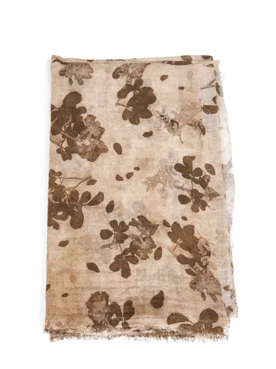 Uma Wang Floral Cotton Scarf In Beige