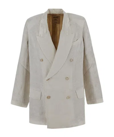 Uma Wang Floral Embroidered Blazer In Gray