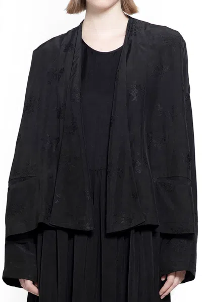 Uma Wang Floral Jacquard Open Front Jacket In Black