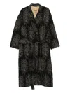Uma Wang Floral-pattern Belted Coat In Black