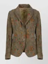 Uma Wang Floral Patterned Cotton Blazer With Peak Lapel In Green