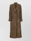 Uma Wang Floral Pattern Double-breasted Cotton Coat In Brown